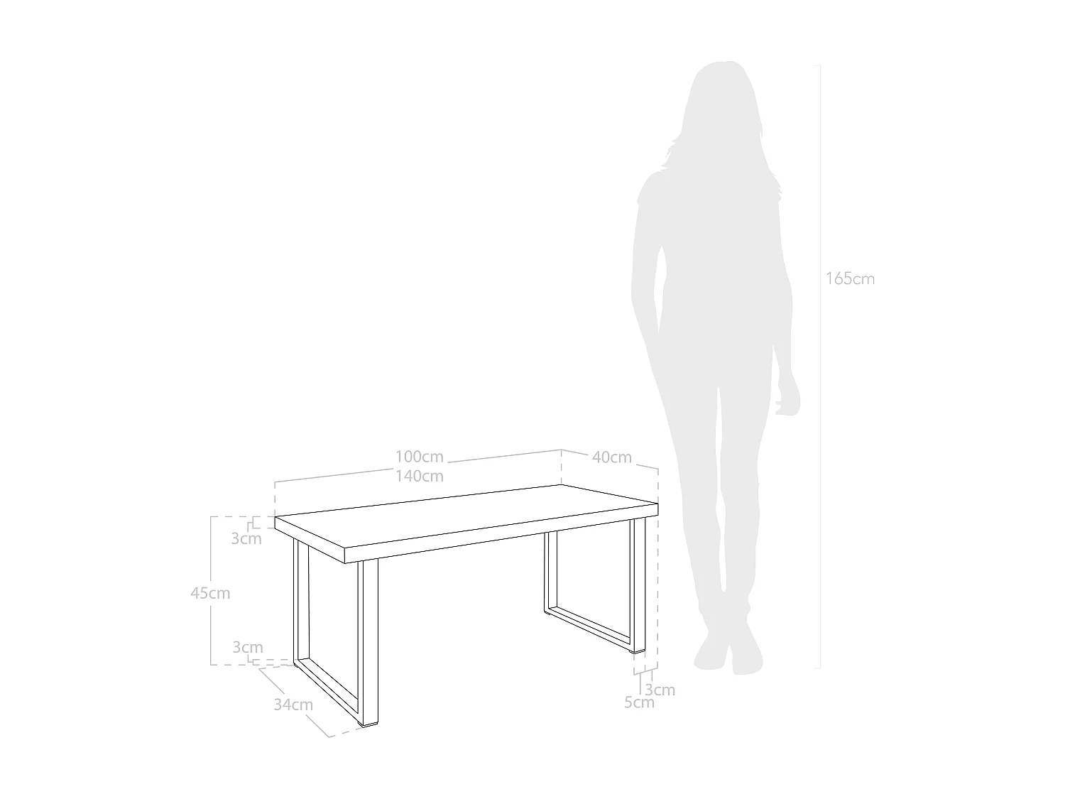 Banc en bois de pin et fer vieilli et blanc 100x45cm