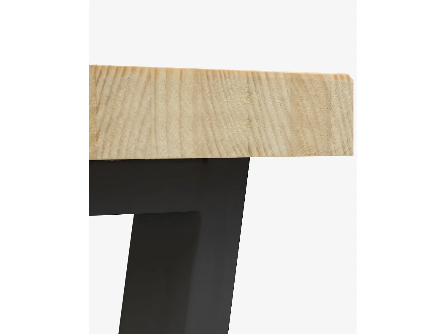 Banco de madera de pino rectangular Decowood para interiores en color natural con patas de hierro negras de 160cm estilo industrial - GALA - DECOWOOD