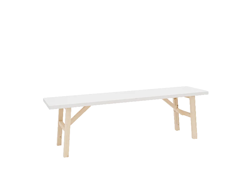 Panca rettangolare in legno masello in tono bianco 150x45cm - SIEP - DECOWOOD