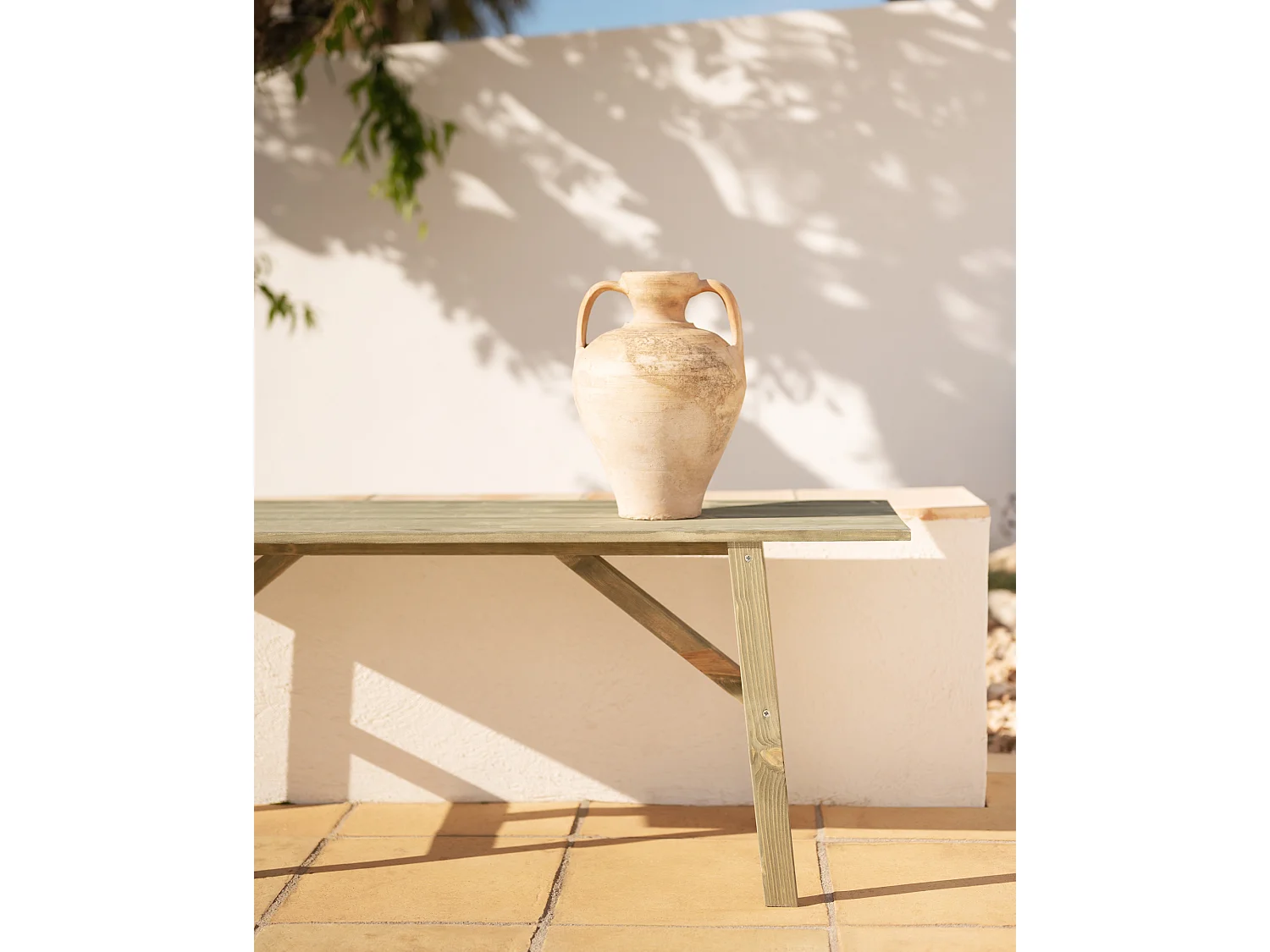 Banqueta de madera maciza en tono verde de 120x45cm - SIEP - DECOWOOD