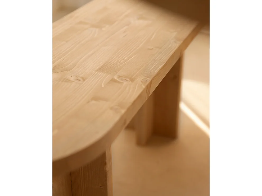 Banco de madera de abeto ovalado Decowood para interiores en color roble medio de 140x45cm - TOKYO - DECOWOOD