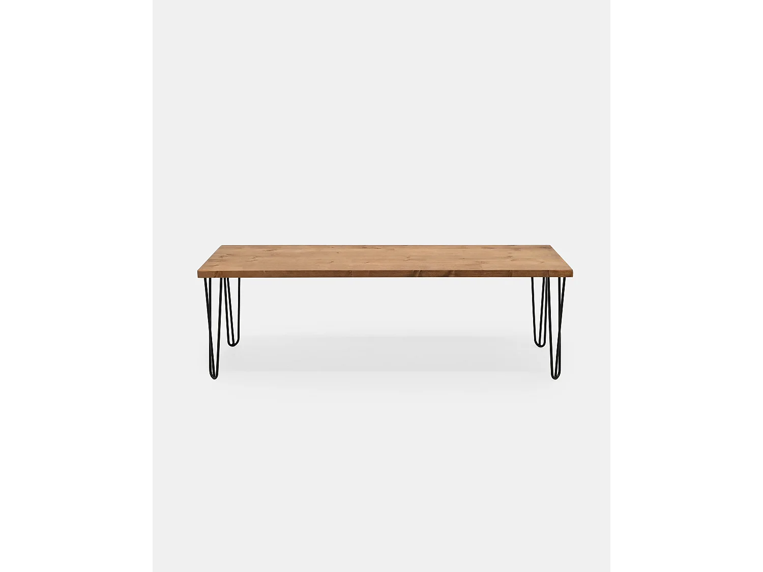 Banco de madera de pino rectangular Decowood para interiores en color roble oscuro con patas de hierro negras de 140cm estilo industrial - NOA - DECOWOOD