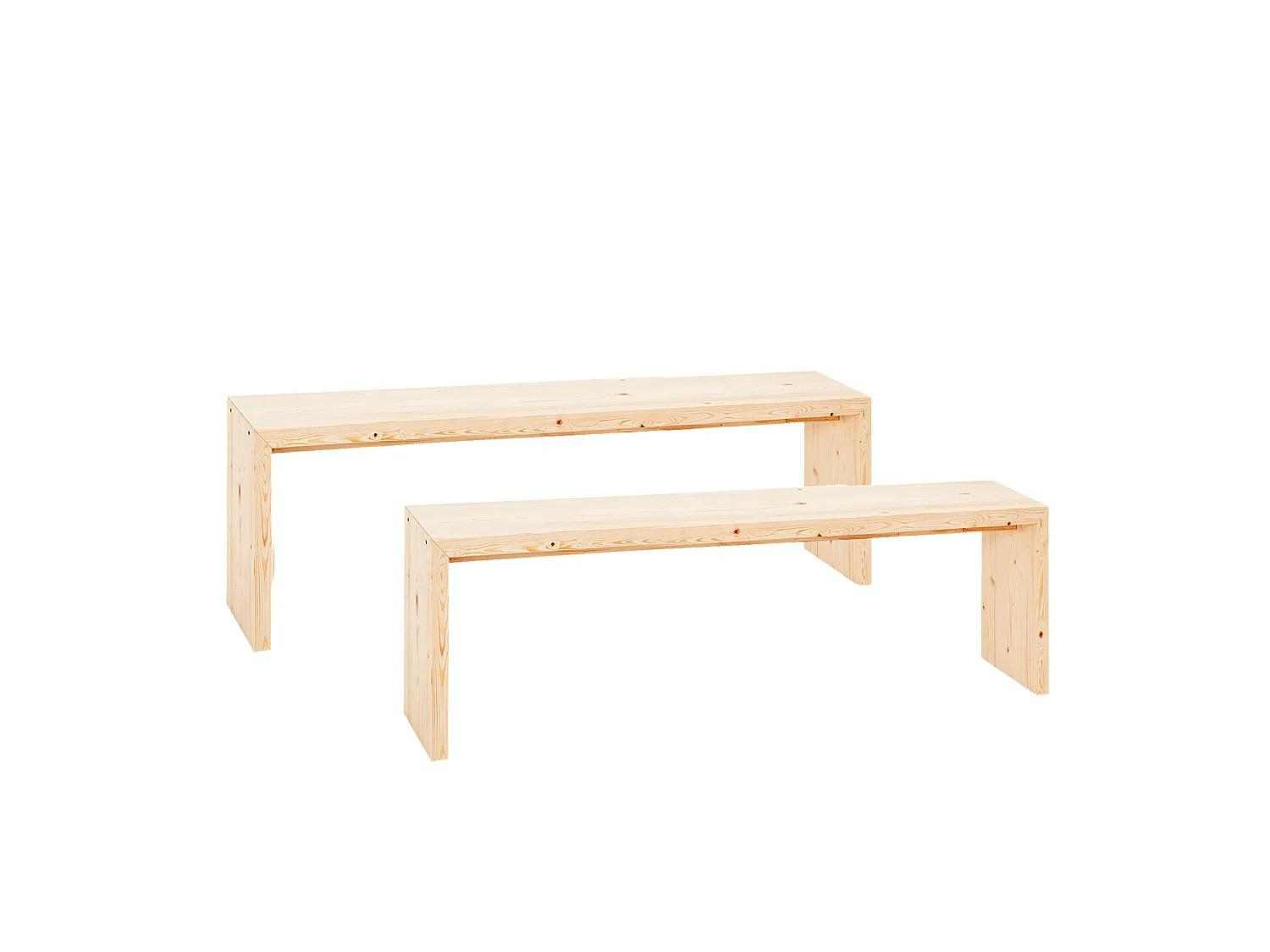 Set 2 panchine rettangolare in legno massello in tono naturale 165x45cm - TELVA - DECOWOOD