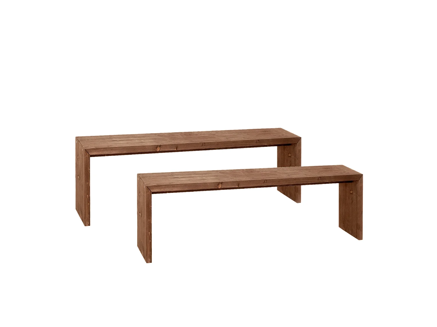 Set 2 panchine rettangolare in legno massello in tono noce 145x45cm - TELVA - DECOWOOD