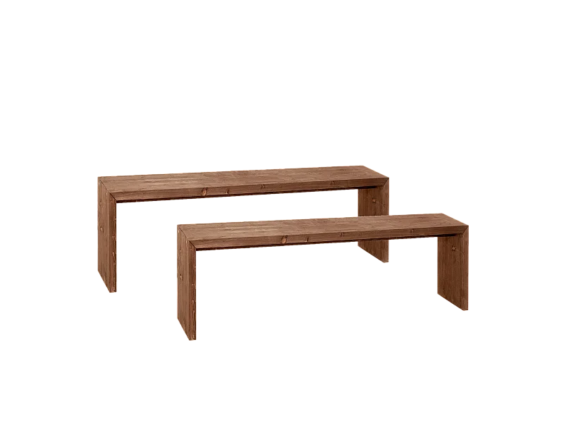 Ensemble 2 bancs en bois de sapin marron 145x45cm - TELVA - DECOWOOD