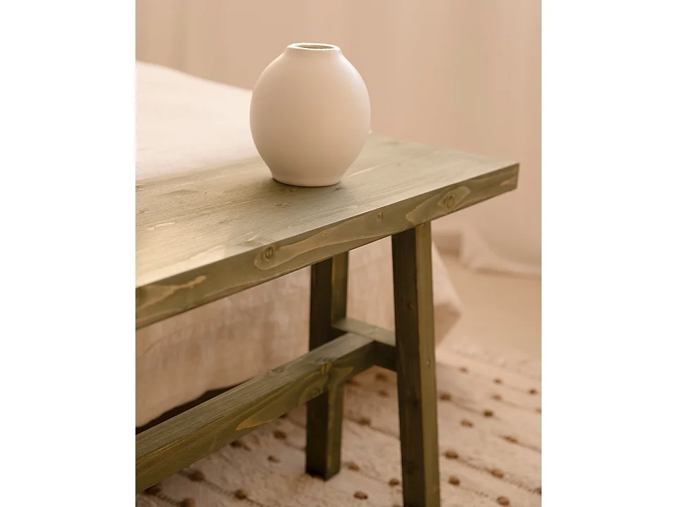 Panca decorativa in legno massello in tono verde 100x50cm - BATÁN - DECOWOOD