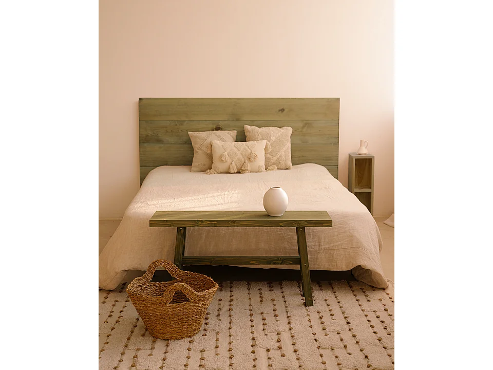 Panca decorativa in legno massello in tono verde 100x50cm - BATÁN - DECOWOOD