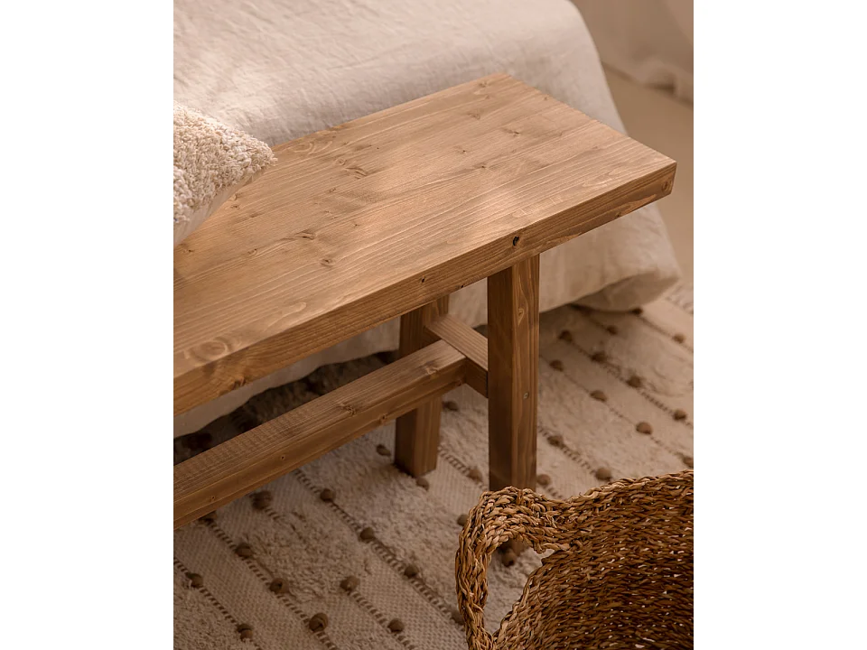 Banqueta de madera maciza en tono roble oscuro de 100x50cm - BATÁN - DECOWOOD