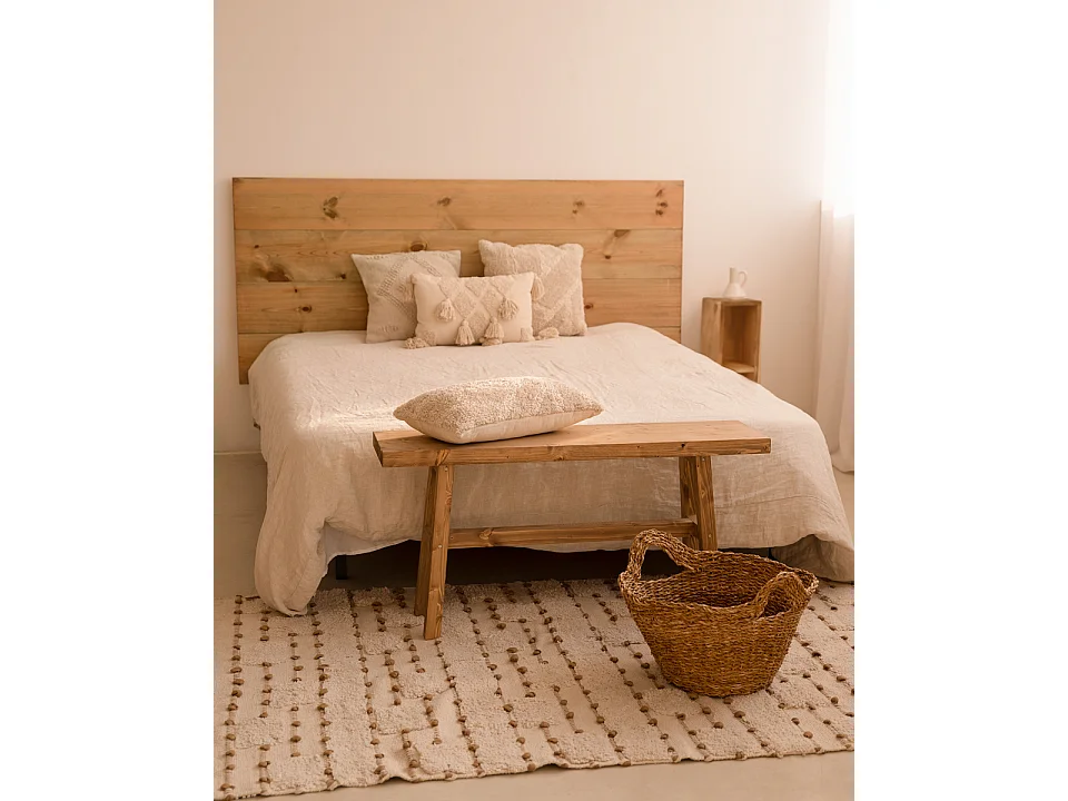 Banqueta de madera maciza en tono roble oscuro de 100x50cm - BATÁN - DECOWOOD