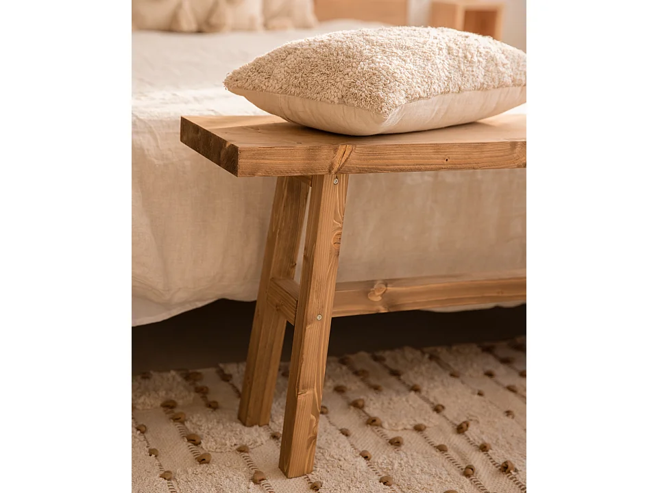 Banqueta de madera maciza en tono roble oscuro de 100x50cm - BATÁN - DECOWOOD