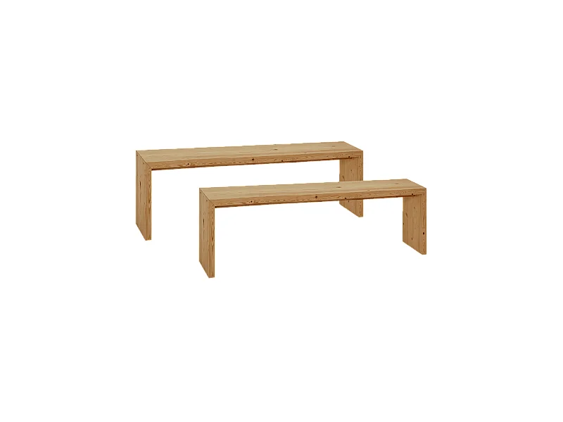 Set 2 panchine rettangolare in legno massello in tono marrone chiaro 145x45cm - TELVA - DECOWOOD