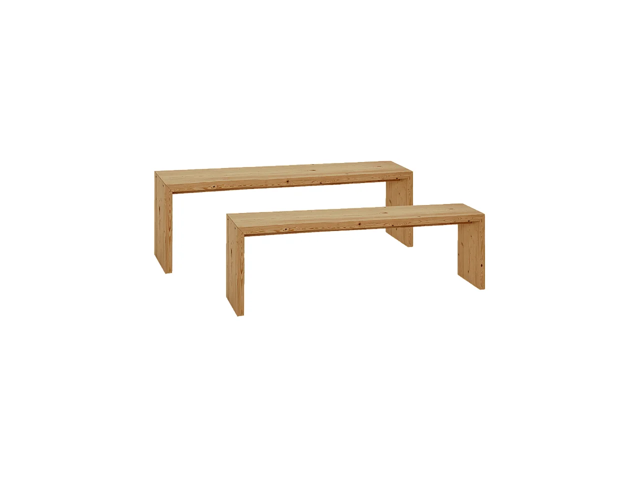 Set 2 panchine rettangolare in legno massello in tono marrone chiaro 145x45cm - TELVA - DECOWOOD