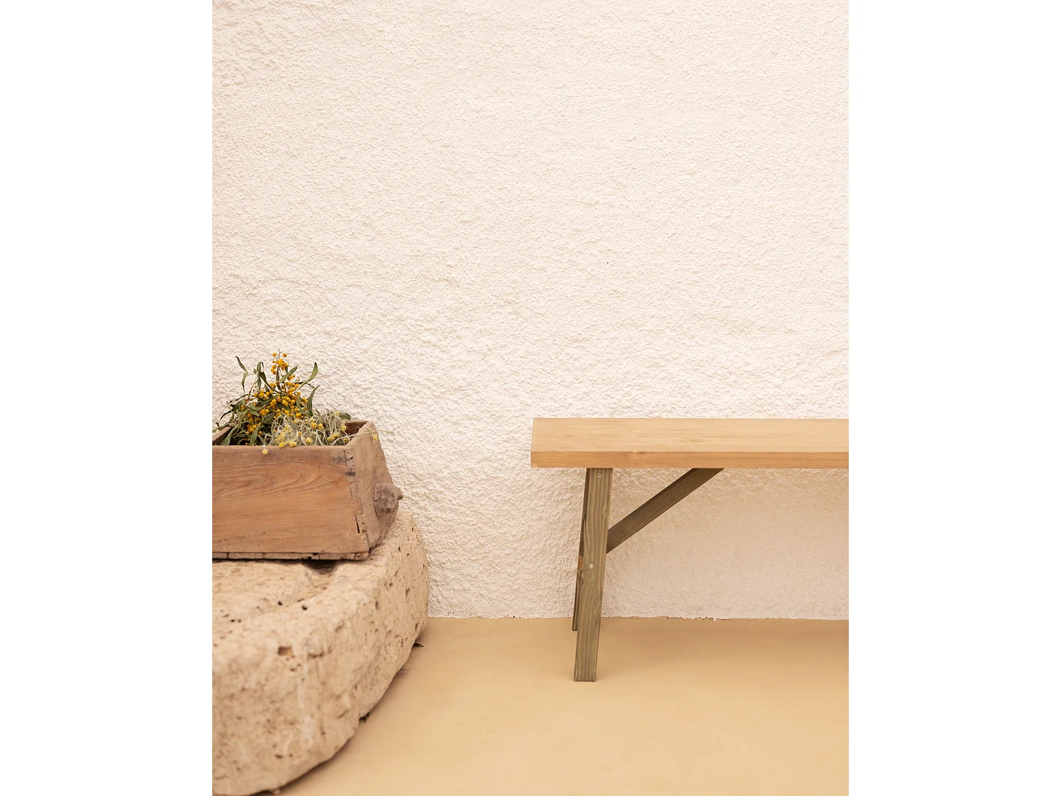 Banco de madera de abeto rectangular Decowood para interiores en color verde de 150x45cm - SIEP - DECOWOOD