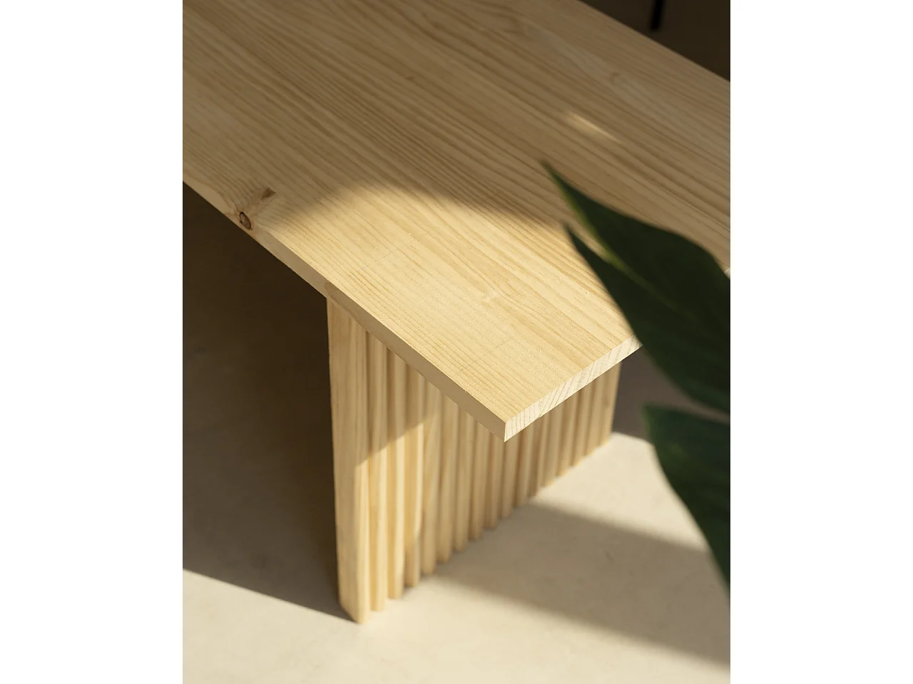 Panca rettangolare in legno masello in tono marrone chiaro 120x45cm - BALI - DECOWOOD