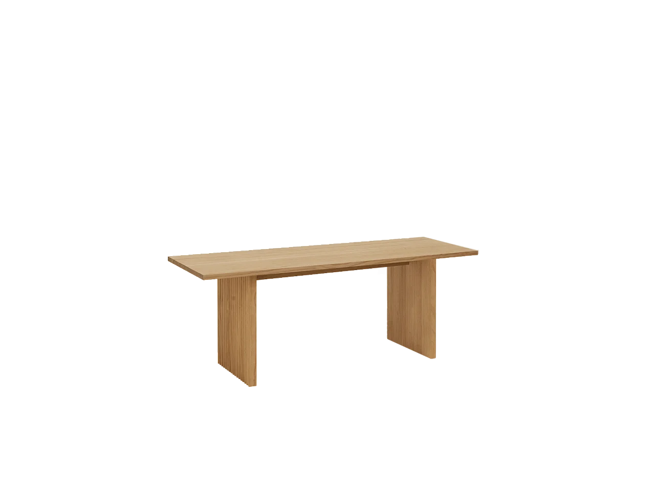 Banco de madera maciza rectangular Decowood para interiores con patas ranuradas en color roble medio de 120x45cm - BALI - DECOWOOD