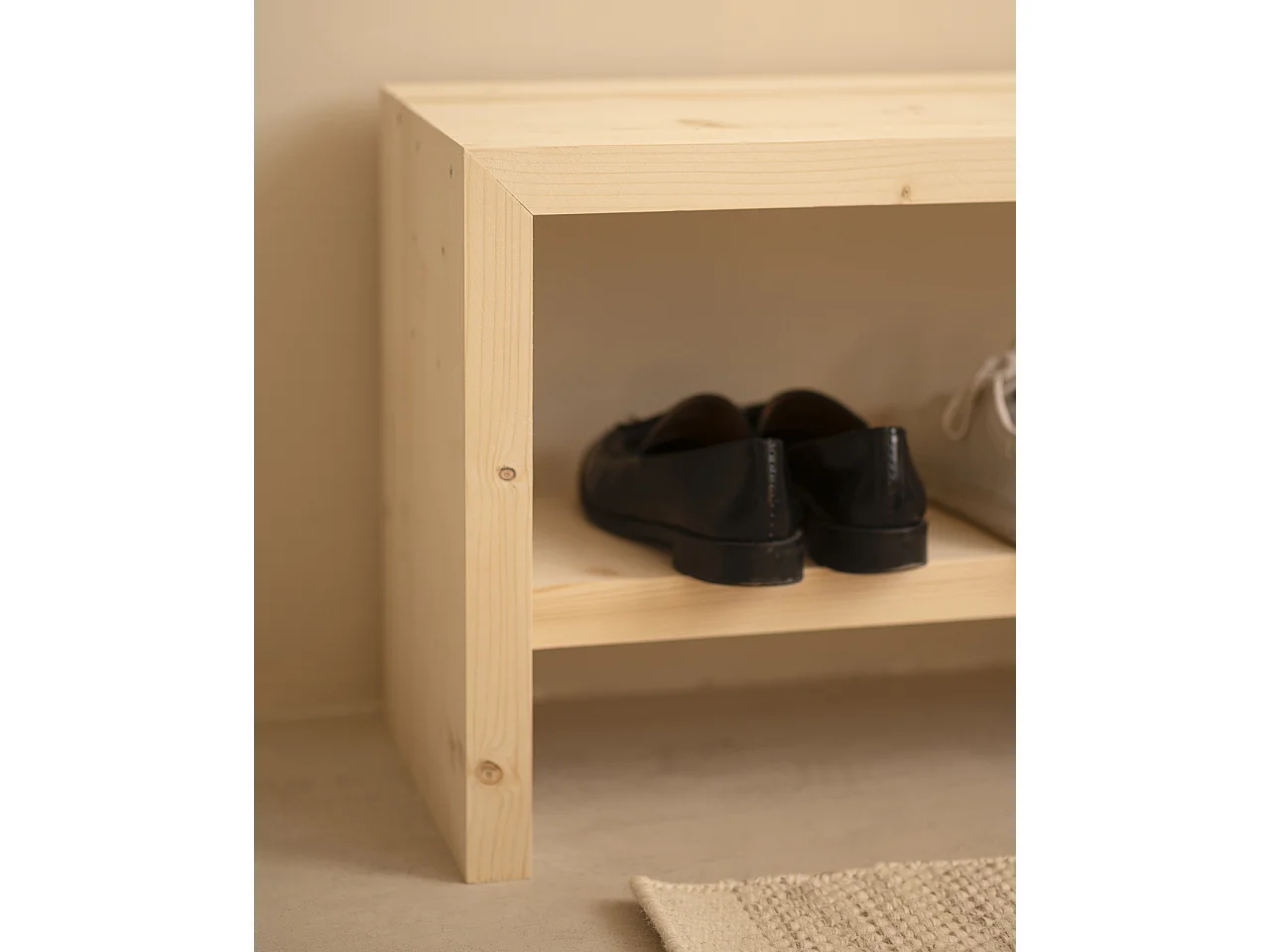 Banc à chaussures en bois de sapin ton naturel 145x45cm - TELVA - DECOWOOD