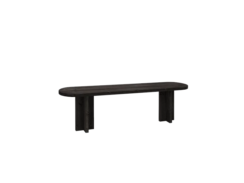Panca ovale in legno masello in tono nero 160x45cm - TOKYO - DECOWOOD