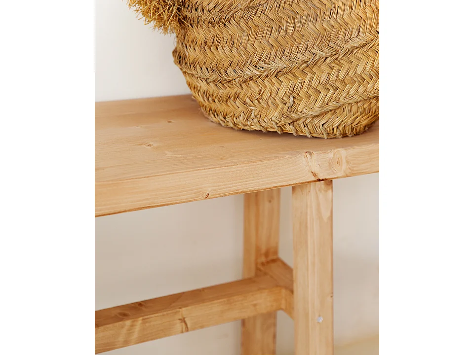 Banqueta de madera maciza en tono roble medio de 100x50cm - BATÁN - DECOWOOD