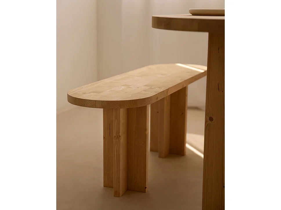 Panca ovale in legno masello in tono marrone chiaro 120x45cm - TOKYO - DECOWOOD