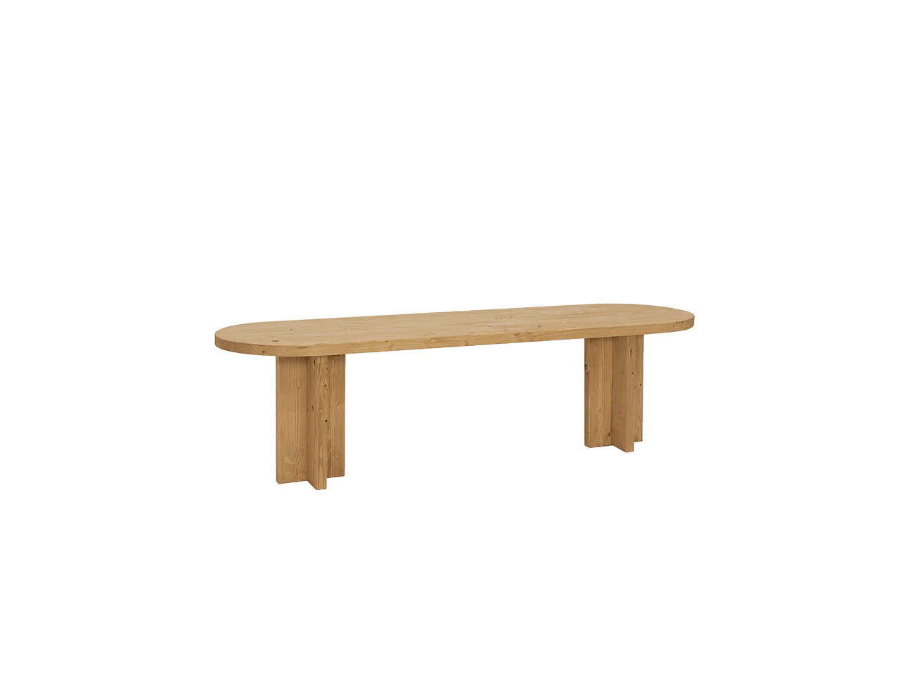 Panca ovale in legno masello in tono marrone chiaro 160x45cm - TOKYO - DECOWOOD