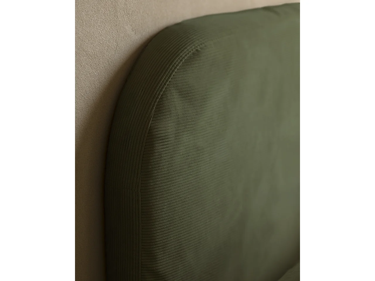 Tête de lit déhoussable en velours côtelé vert 160x110cm - LOLA - DECOWOOD