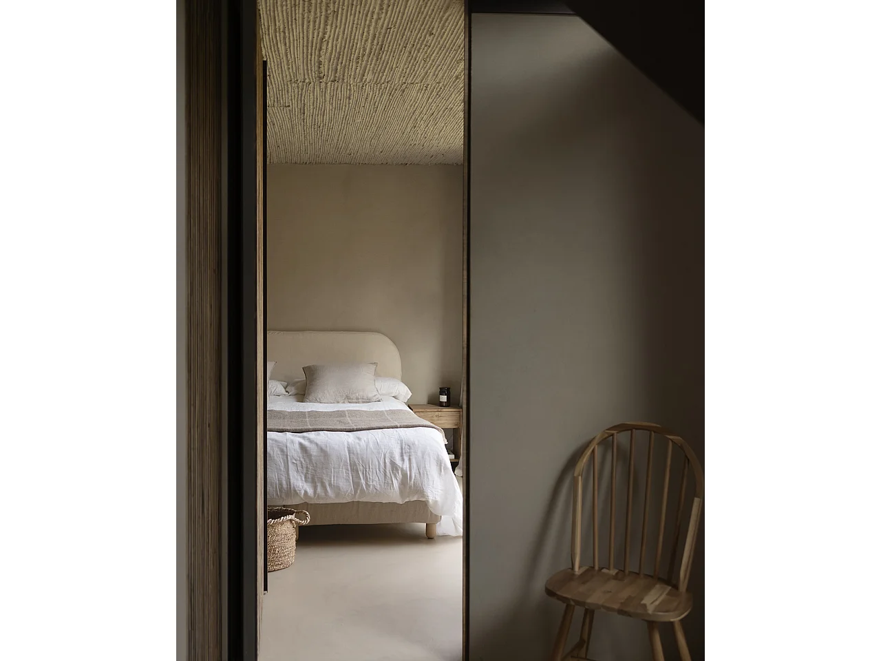 Tête de lit déhoussable en velours côtelé beige 140x110cm - LOLA - DECOWOOD