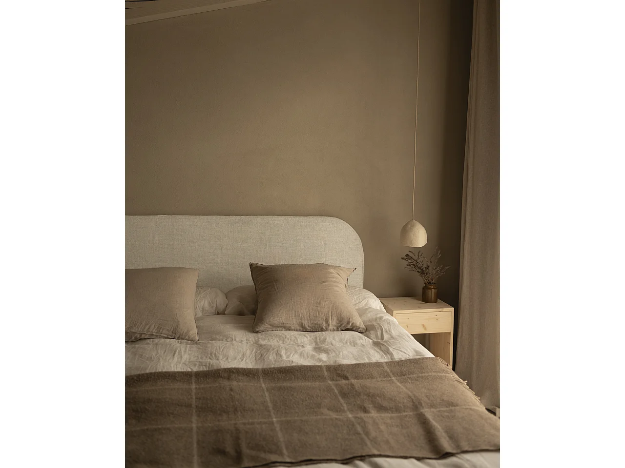 Cabecero tapizado desenfundable de lino blanco de 140x110cm - MIA - DECOWOOD