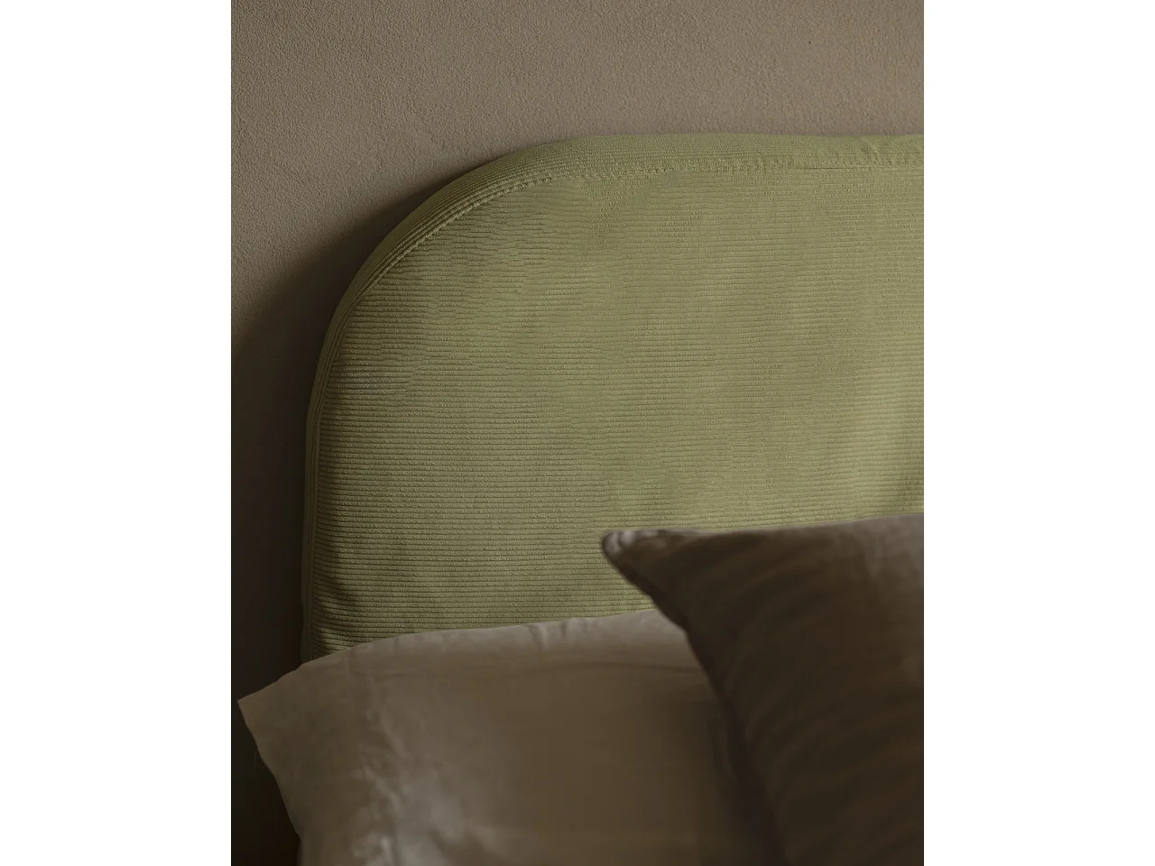 Tête de lit déhoussable en velours côtelé vert clair 140x110cm - LOLA - DECOWOOD