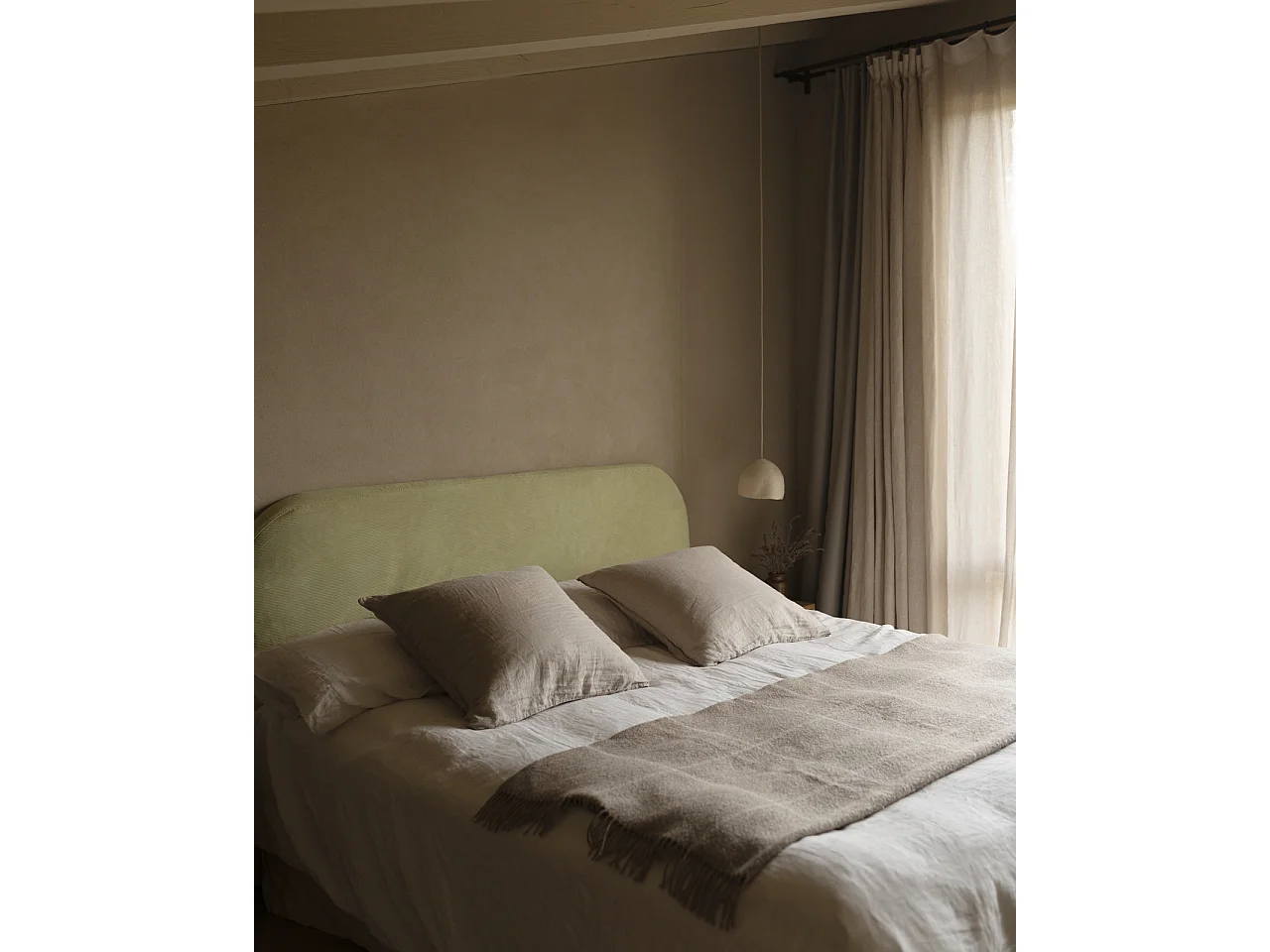 Testiera imbottita rimovibile in velluto in tono lime 140x110cm - LOLA - DECOWOOD