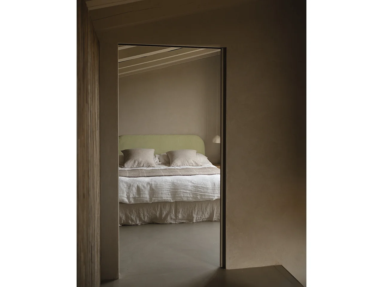 Testiera imbottita rimovibile in velluto in tono lime 140x110cm - LOLA - DECOWOOD