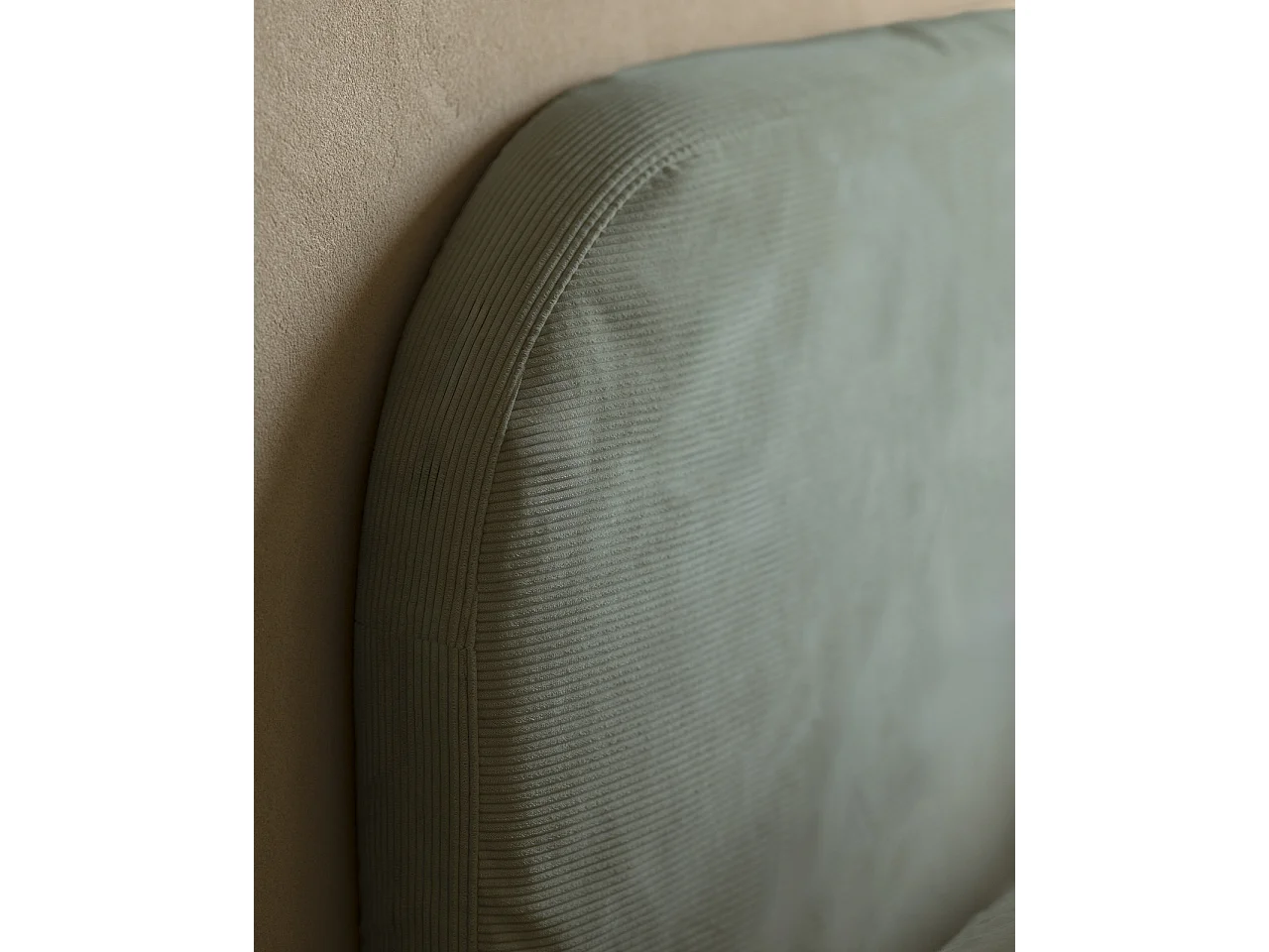 Tête de lit déhoussable en velours côtelé vert bleuté 140x110cm - LOLA - DECOWOOD