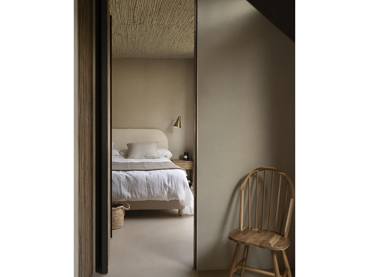 Cabecero tapizado desenfundable de pana blanco roto de 180x110cm - LOLA - DECOWOOD