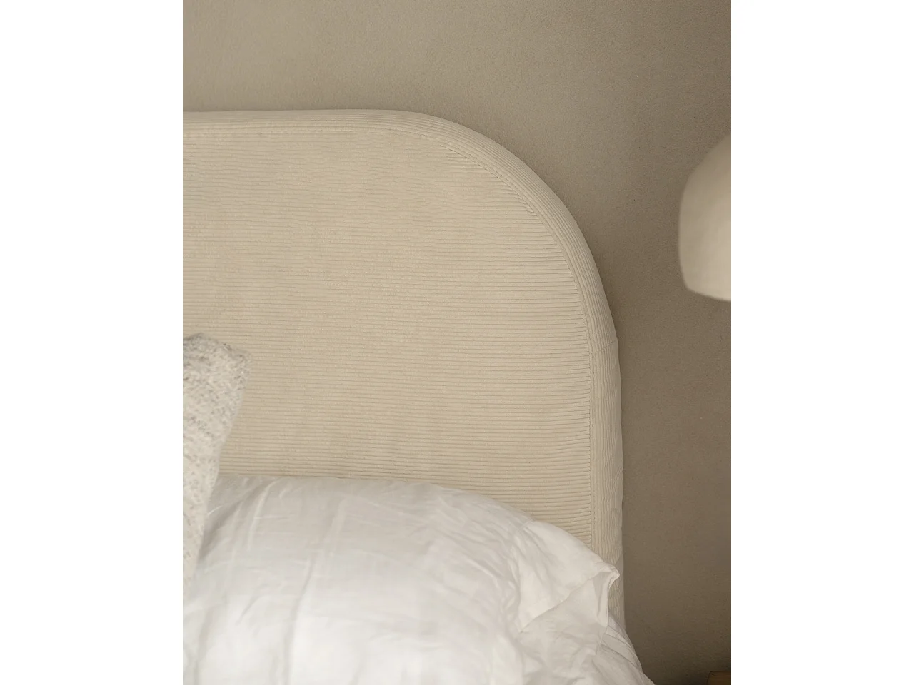 Cabecero tapizado desenfundable de pana blanco roto de 180x110cm - LOLA - DECOWOOD