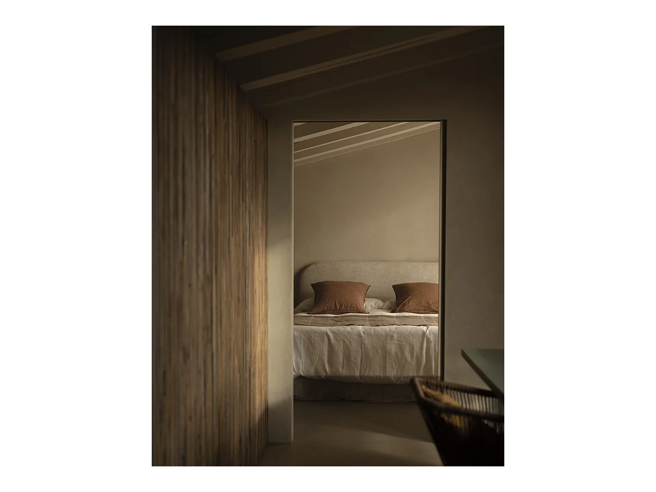 Testiera imbottita sfoderabile in lino in tono beige 180x110cm - MIA - DECOWOOD