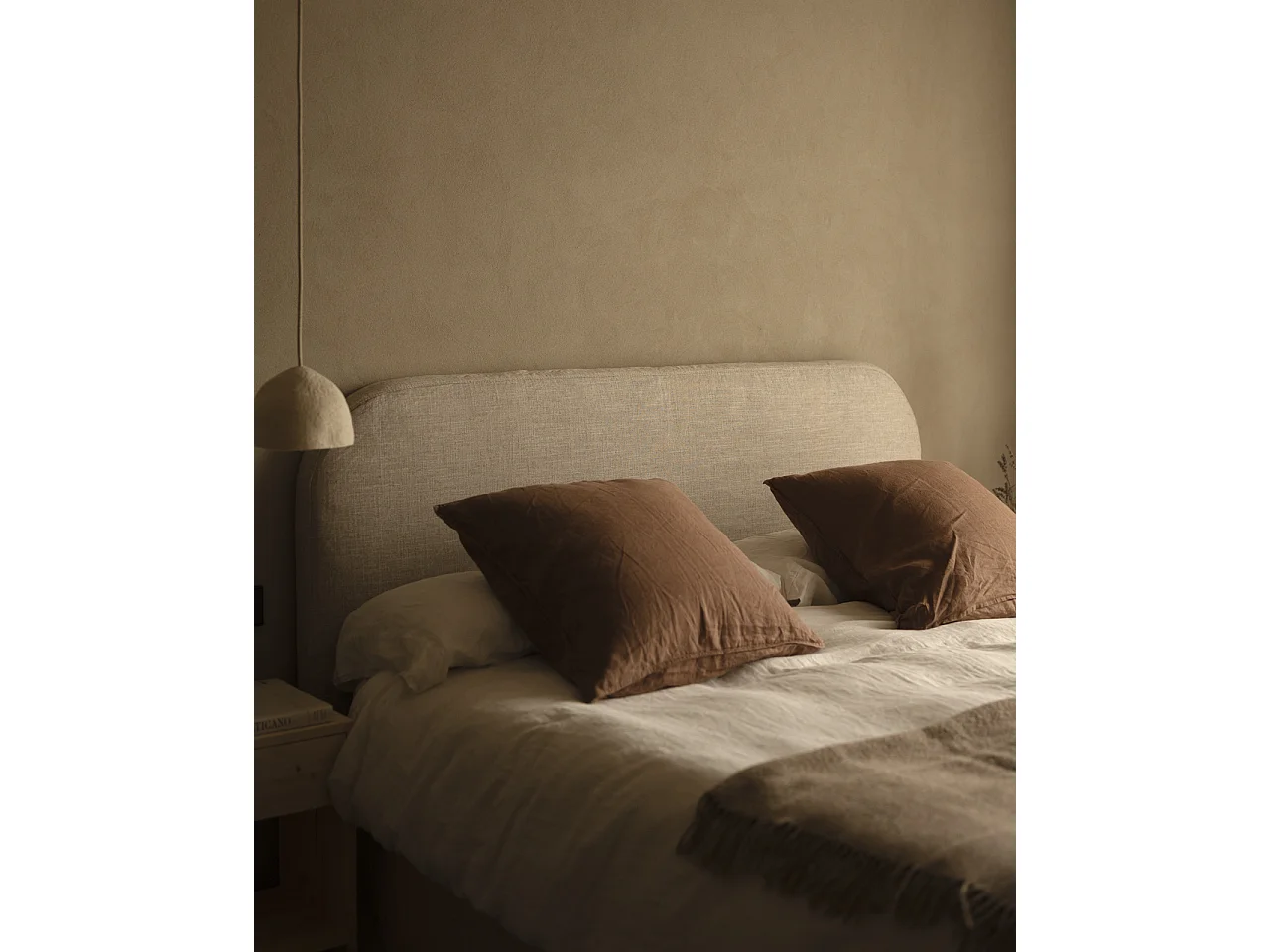 Tête de lit déhoussable en lin beige 180x110cm - MIA - DECOWOOD