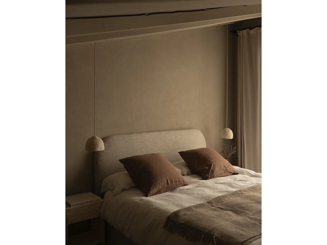 Cabecero tapizado desenfundable de lino beige de 140x110cm - MIA - DECOWOOD