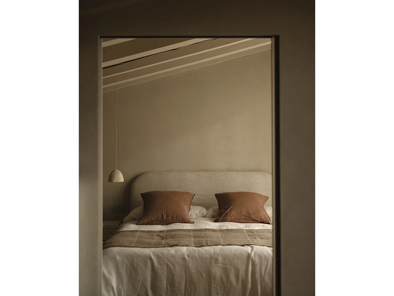 Cabecero tapizado desenfundable de lino beige de 140x110cm - MIA - DECOWOOD