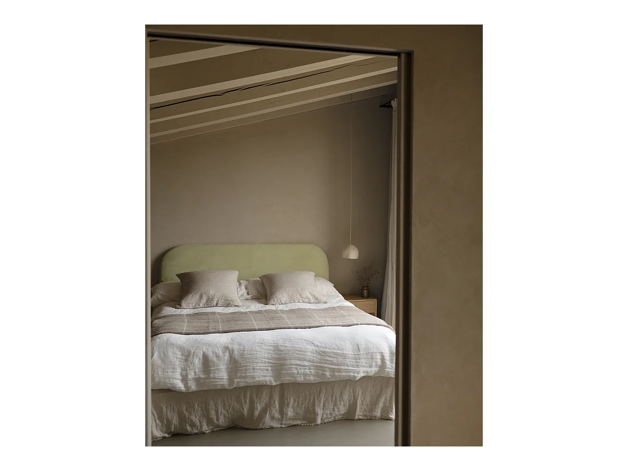 Testiera imbottita rimovibile in velluto in tono lime 180x110cm - LOLA - DECOWOOD