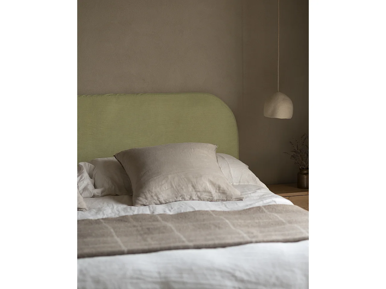 Cabecero tapizado desenfundable de pana lima de 180x110cm - LOLA - DECOWOOD