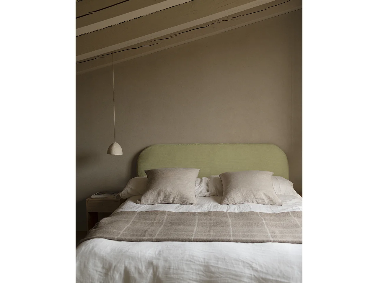 Cabecero tapizado desenfundable de pana lima de 180x110cm - LOLA - DECOWOOD