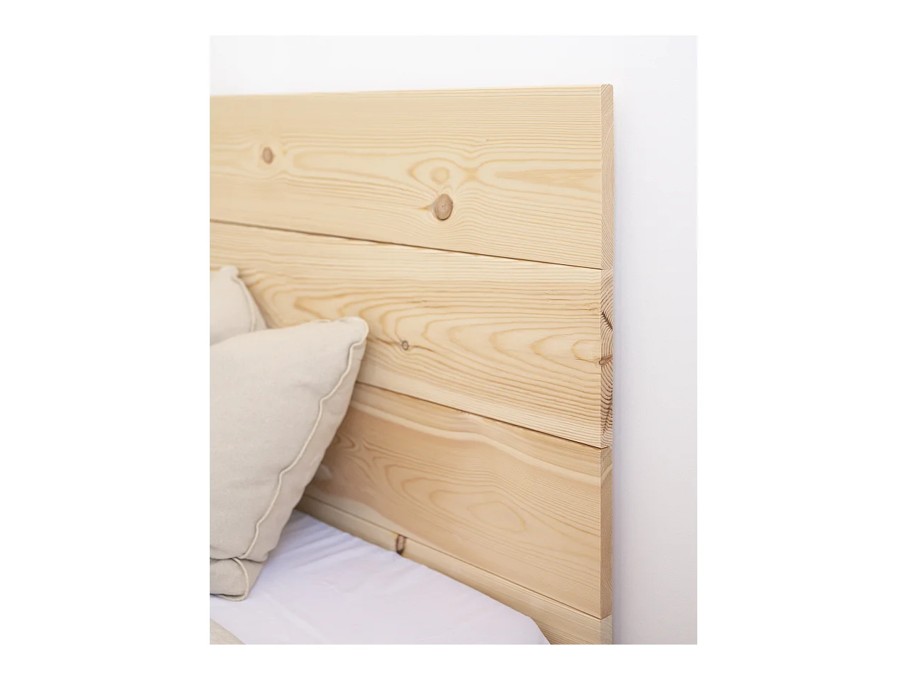 Ensemble tête de lit + 2 tables en bois ton naturel 140x80cm - FLANDES + STOKE - DECOWOOD