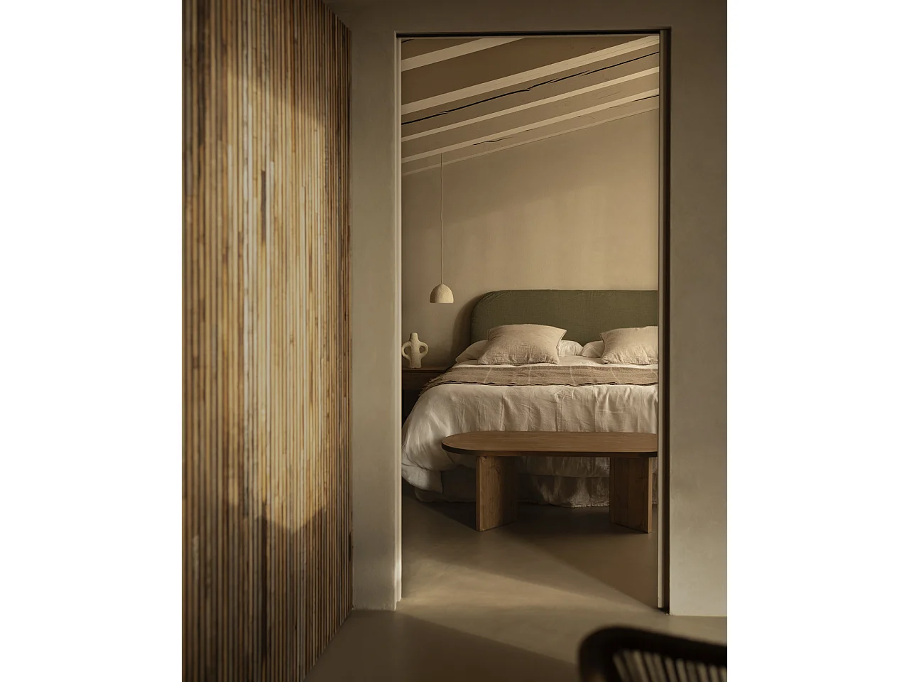 Cabecero tapizado desenfundable de lino verde de 140x110cm - MIA - DECOWOOD