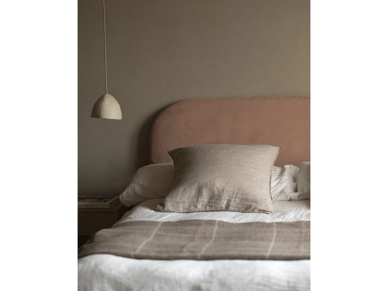 Cabecero tapizado desenfundable de pana coral de 140x110cm - LOLA - DECOWOOD