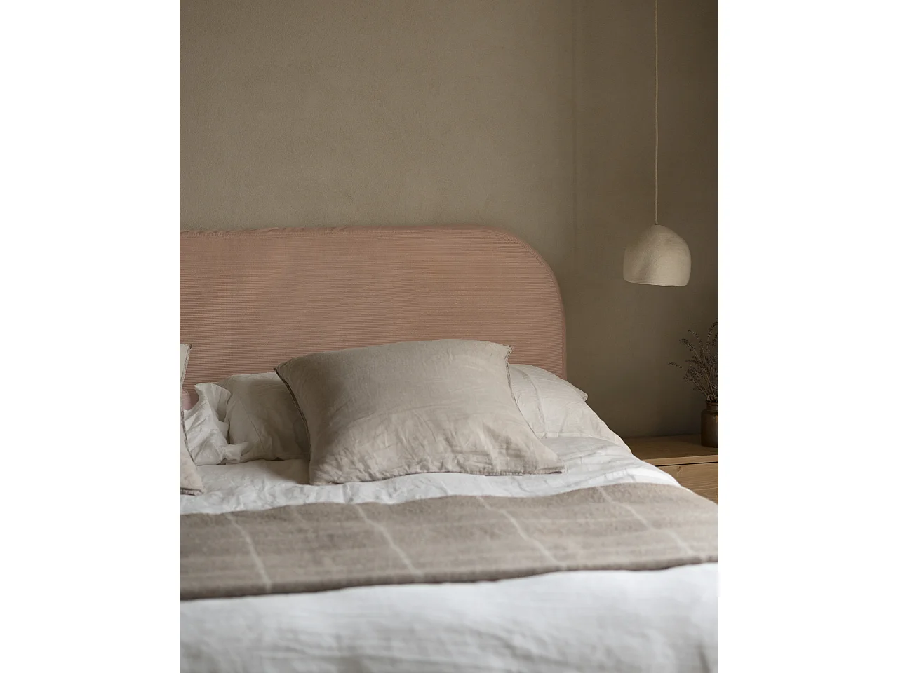 Cabecero tapizado desenfundable de pana coral de 140x110cm - LOLA - DECOWOOD