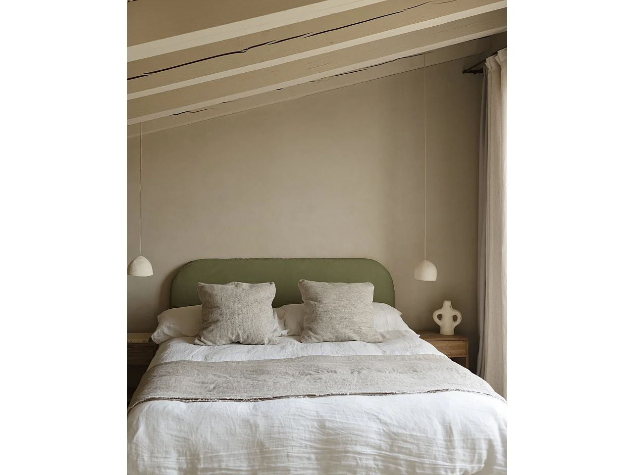 Tête de lit déhoussable en velours côtelé vert 180x110cm - LOLA - DECOWOOD