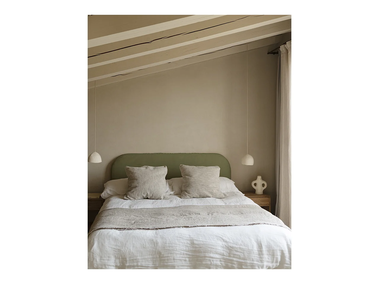 Tête de lit déhoussable en velours côtelé vert 180x110cm - LOLA - DECOWOOD