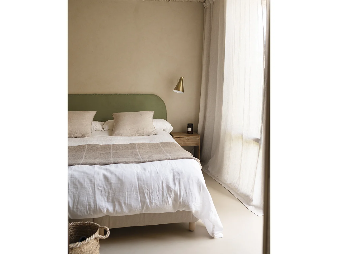 Tête de lit déhoussable en velours côtelé vert 180x110cm - LOLA - DECOWOOD