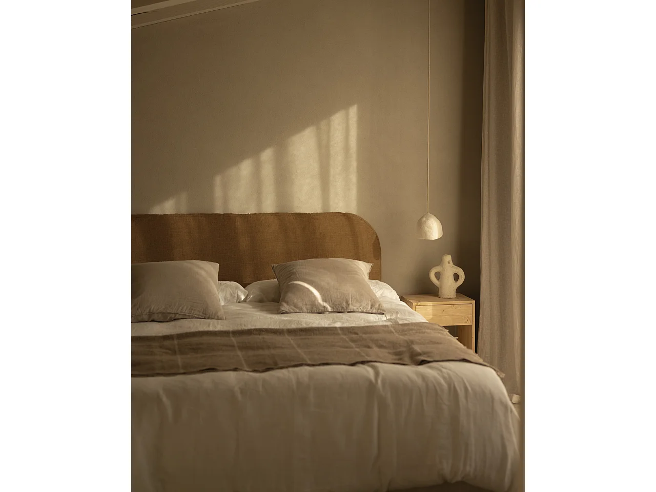 Cabecero tapizado desenfundable de lino teja de 160x110cm - MIA - DECOWOOD