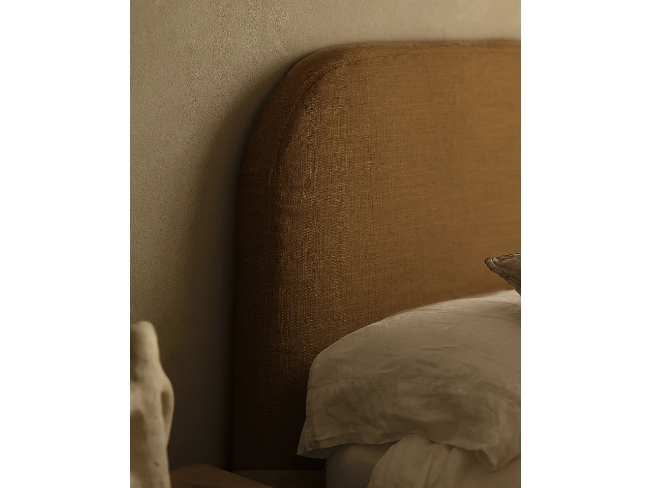 Cabecero tapizado desenfundable de lino teja de 160x110cm - MIA - DECOWOOD