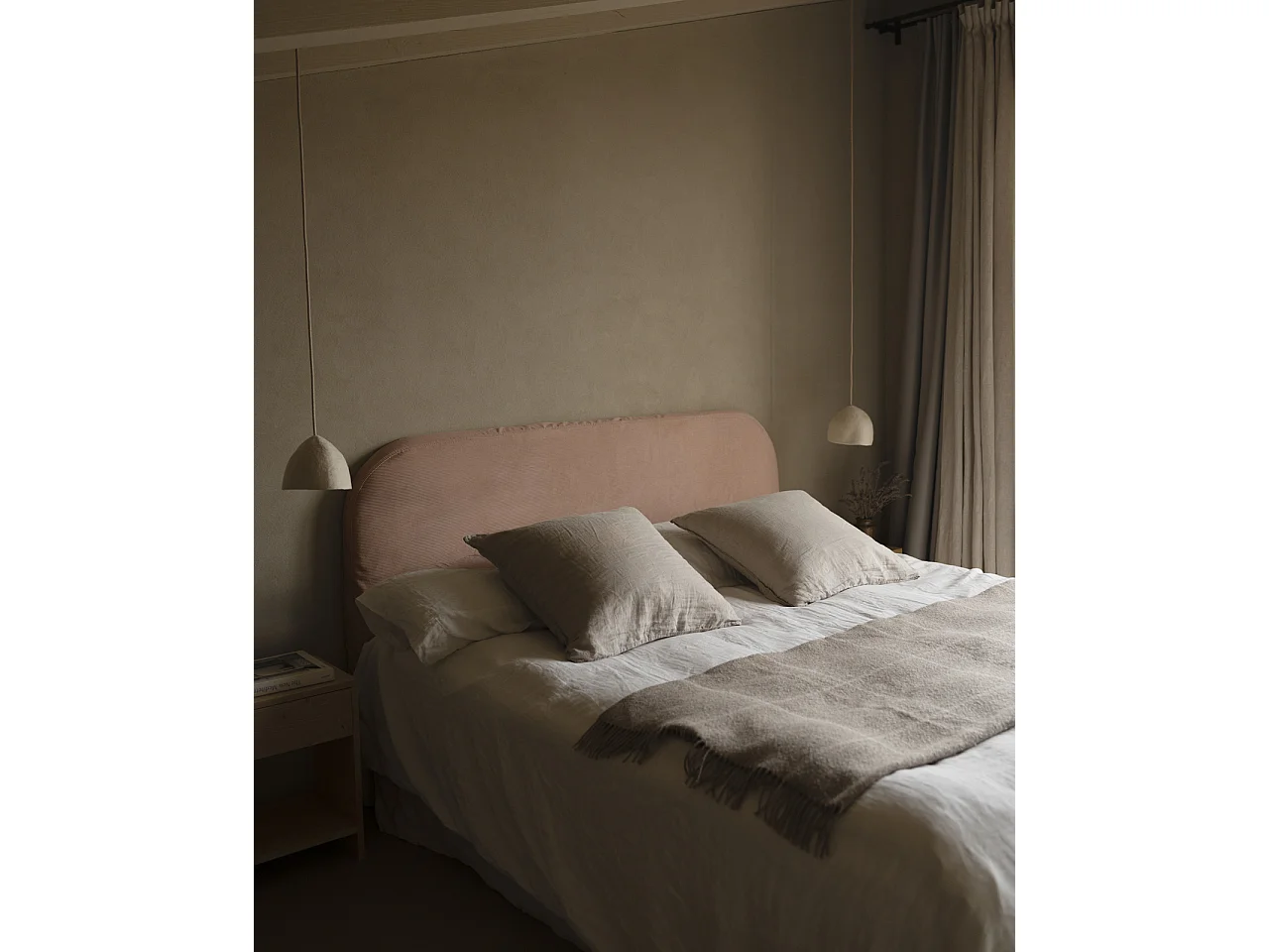 Cabecero tapizado desenfundable de pana coral de 180x110cm - LOLA - DECOWOOD